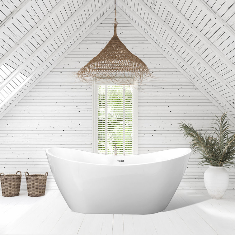 Alana 70'' White Freestanding Acrylic Soaking Bathtub