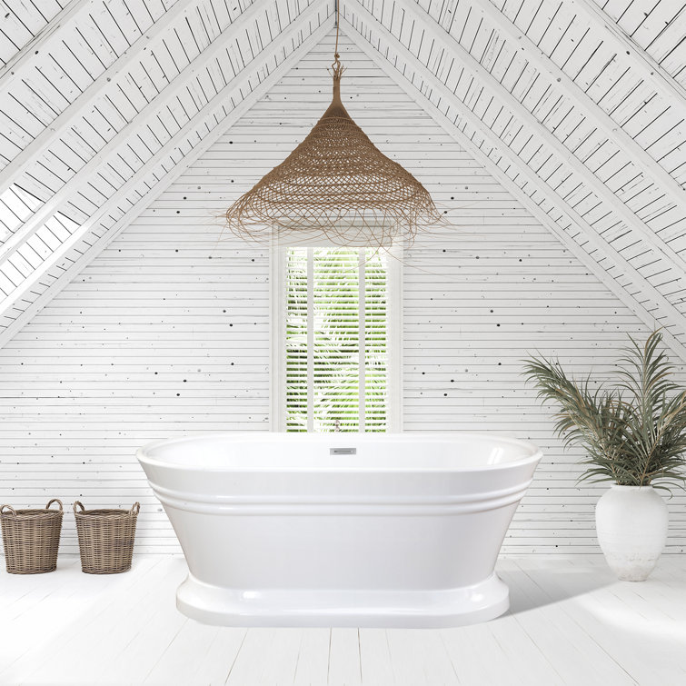 Solace 59.1'' White Freestanding Acrylic Soaking Bathtub