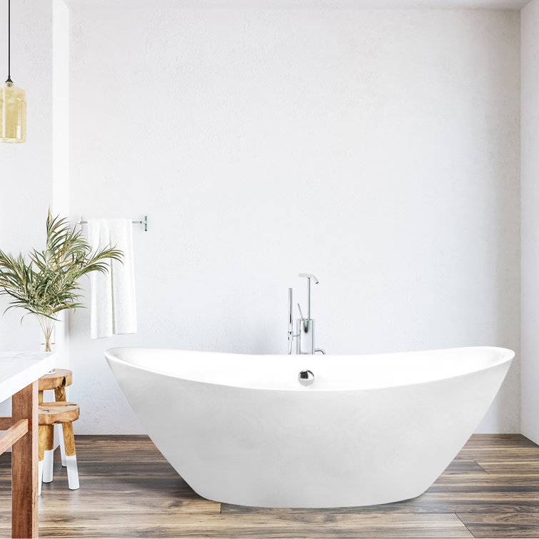 Allegra 71'' White Acrylic Freestanding Soaking Bathtub