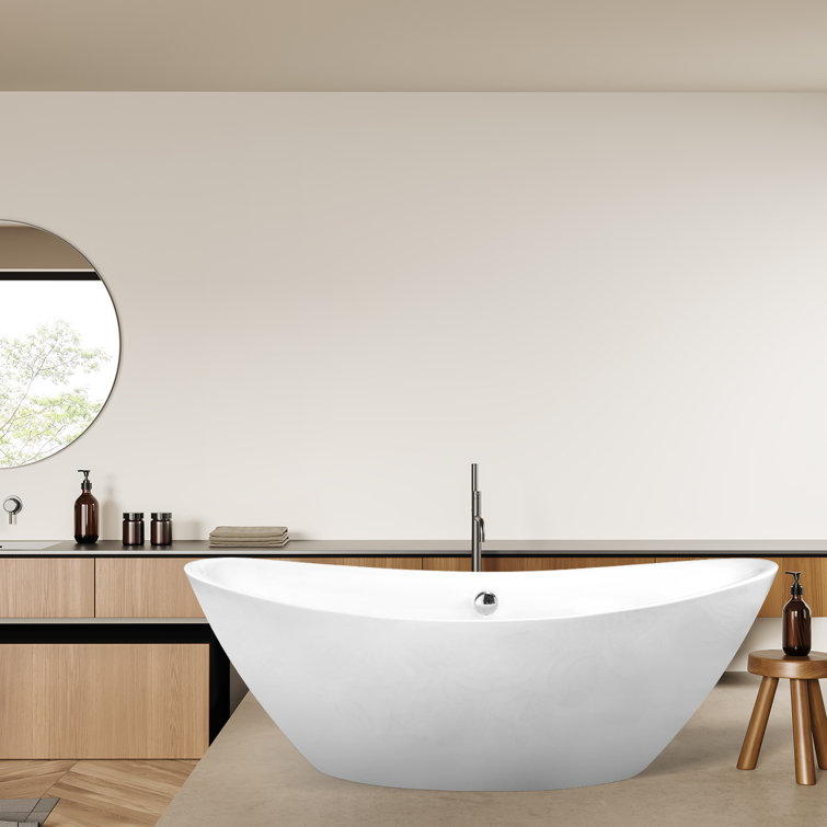 Allegra 71'' White Acrylic Freestanding Soaking Bathtub