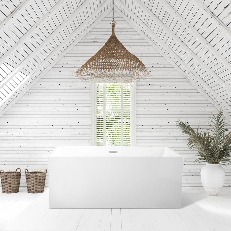 Persephone 59'' White Acrylic Freestanding Soaking Bathtub