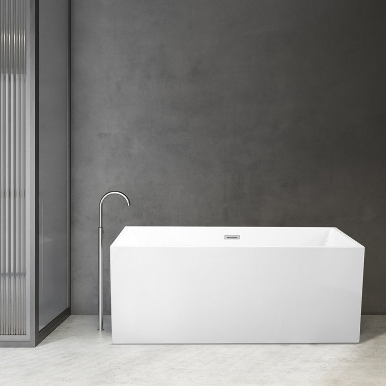 Persephone 59'' White Acrylic Freestanding Soaking Bathtub
