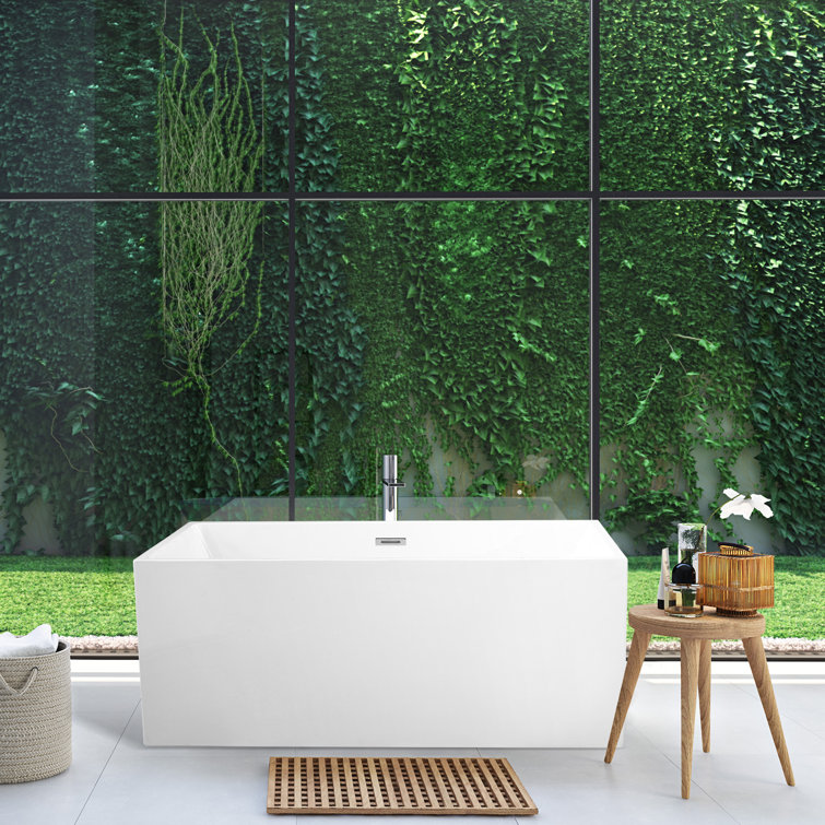 Persephone 59'' White Acrylic Freestanding Soaking Bathtub