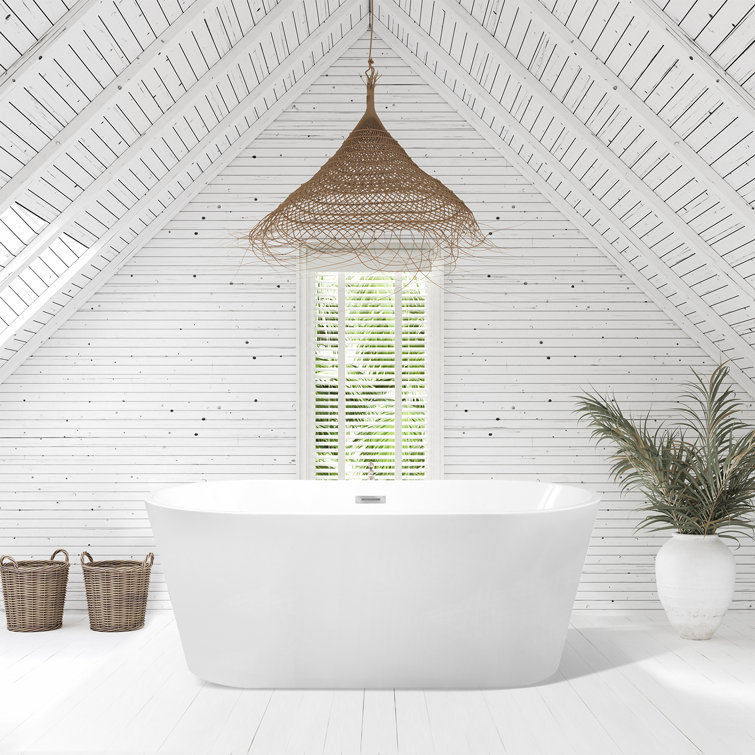 Cielo 67.3'' White Freestanding Acrylic Bathtub