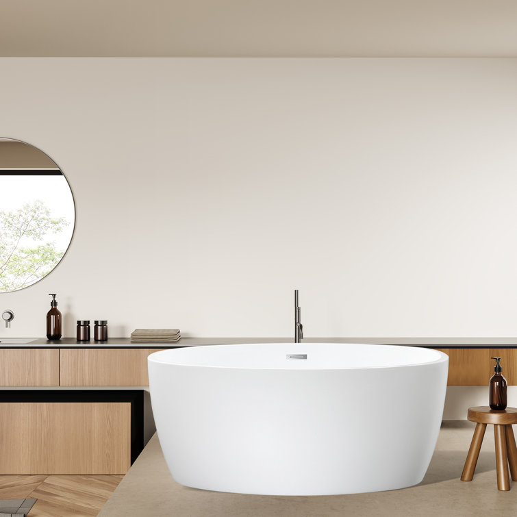 Jolie 55'' White Freestanding Acrylic Soaking Bathtub