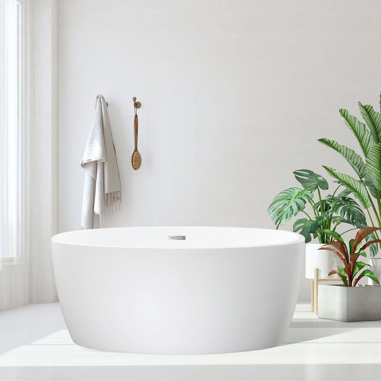 Jolie 55'' White Freestanding Acrylic Soaking Bathtub