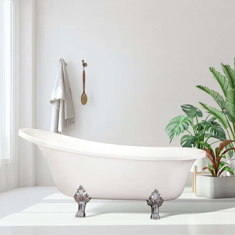 Geneva 69'' White Acrylic Clawfoot Soaking Bathtub