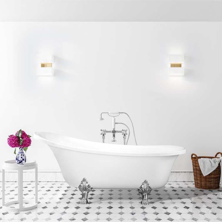 Geneva 69'' White Acrylic Clawfoot Soaking Bathtub