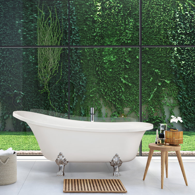 Geneva 69'' White Acrylic Clawfoot Soaking Bathtub