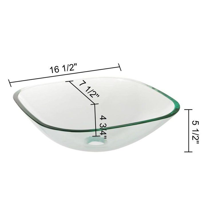 Clear Tempered Glass Square Vessel Bathroom Sink