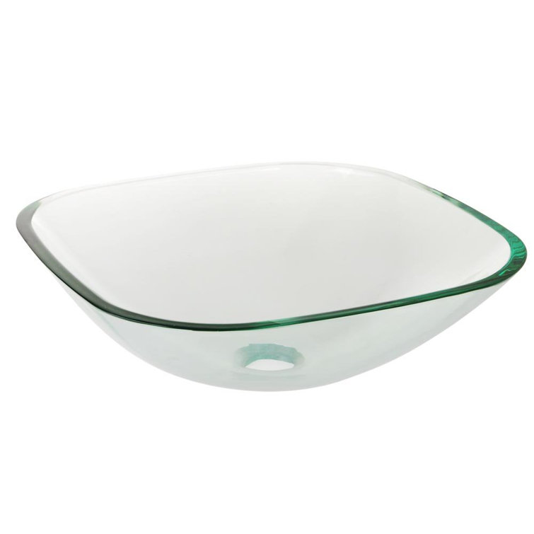Clear Tempered Glass Square Vessel Bathroom Sink