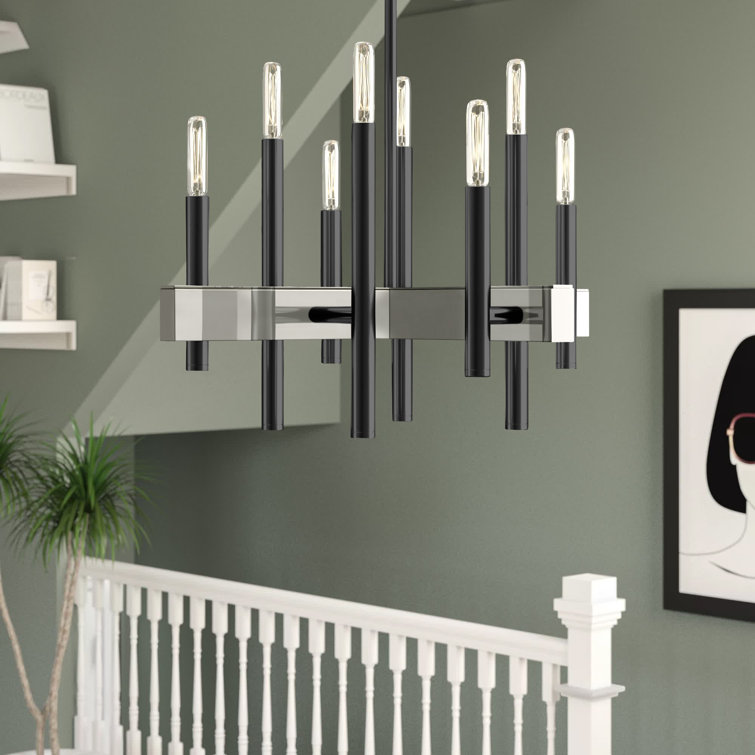 Denmark 8-Light Black Chrome Candelabra Chandelier