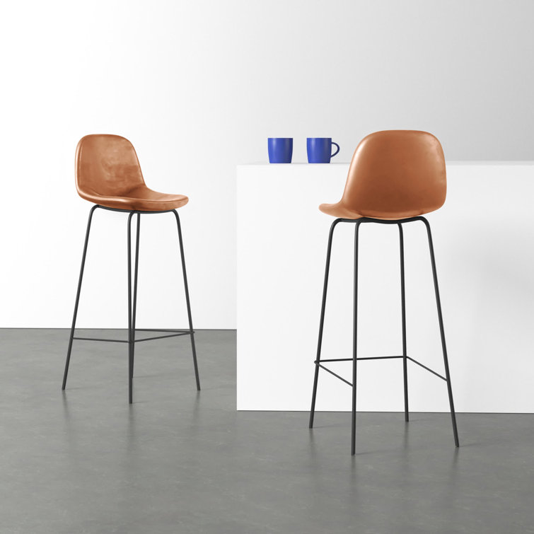 Maxine 30'' Black Matte Metal & Vegan Leather Barstool