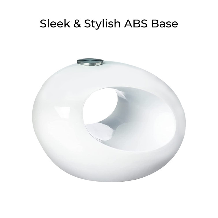 White Oval Glass Top Coffee Table with Abstract Base