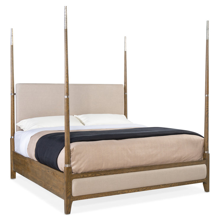 Chapman King Taupe Upholstered Four Poster Bed