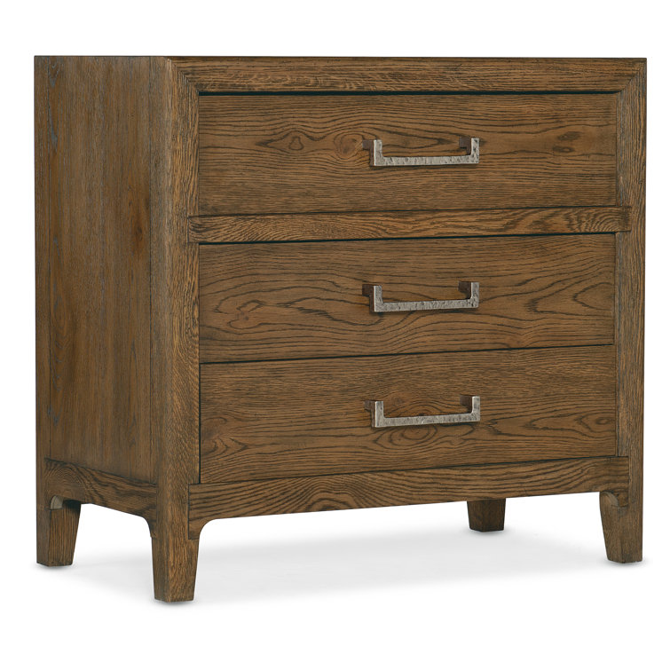 Sorrel Finish White Oak 3-Drawer Nightstand with USB Ports