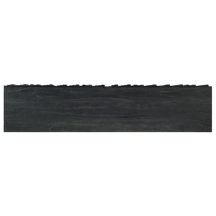 Black Pine Veneer Entertainment Console with Cabinet for 80-inch TV