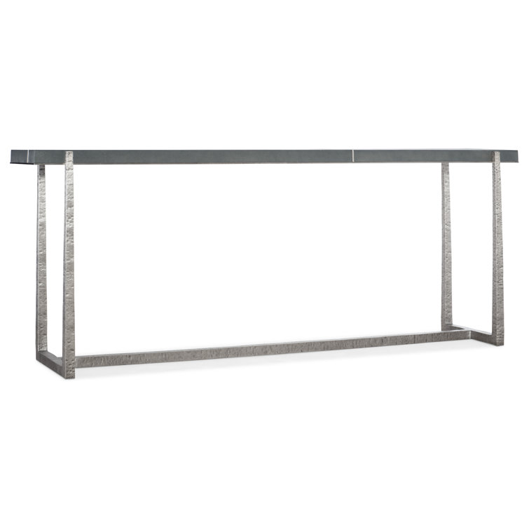Gray Pewter Metal and Faux Shagreen Console Table