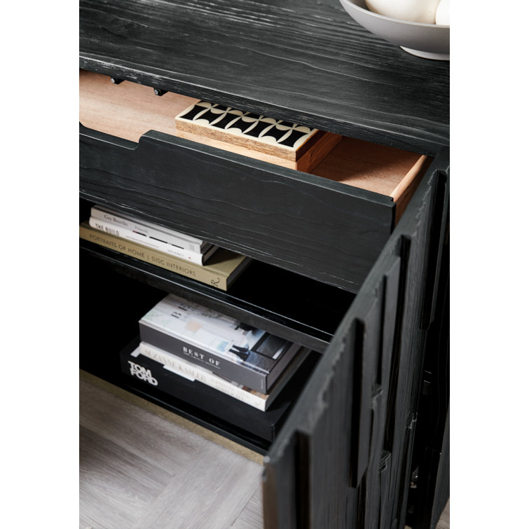 Chapman Black Pine Veneer Sideboard with Pewter Base