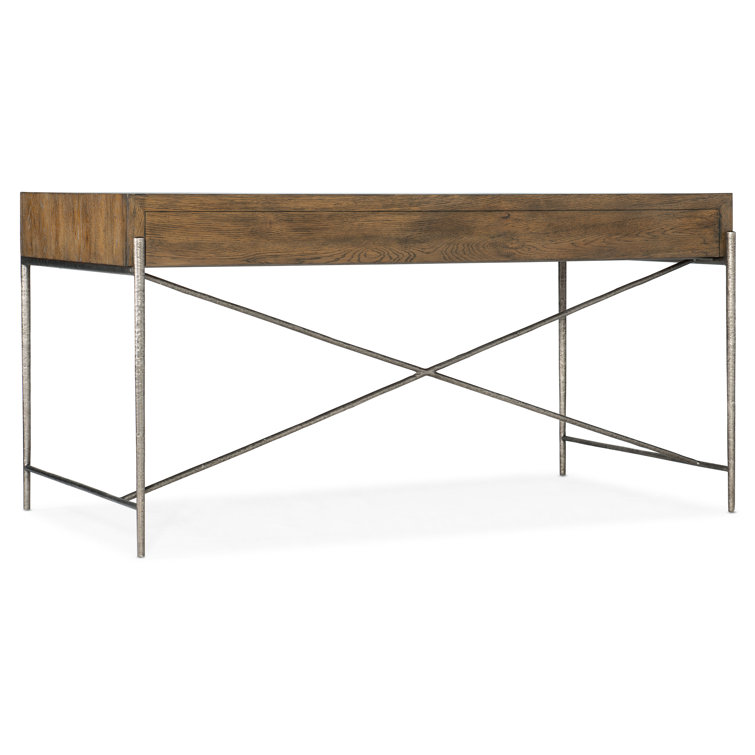 Sorrel Brown White Oak Writing Desk with Pewter Metal Base