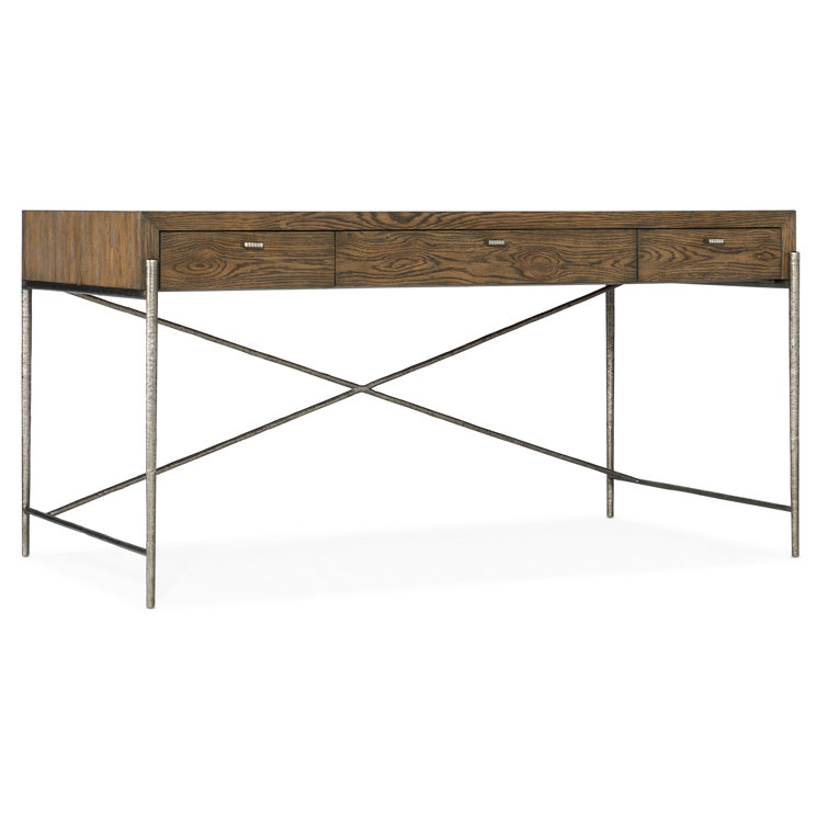Sorrel Brown White Oak Writing Desk with Pewter Metal Base