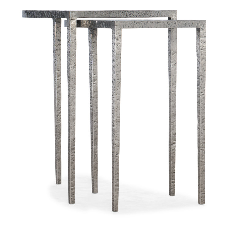 Hand-Hammered Silver Metal Nesting Tables