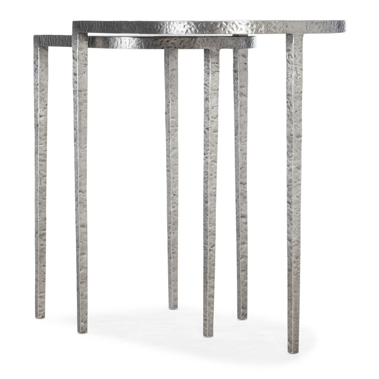 Hand-Hammered Silver Metal Nesting Tables