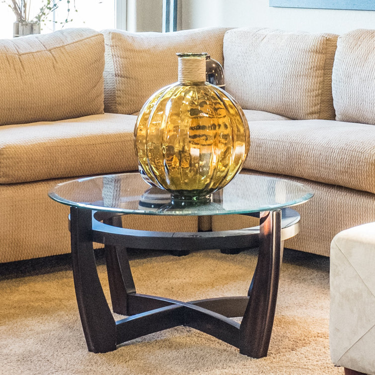 Elegant 34" Round Beveled Edge Clear Glass Table Top