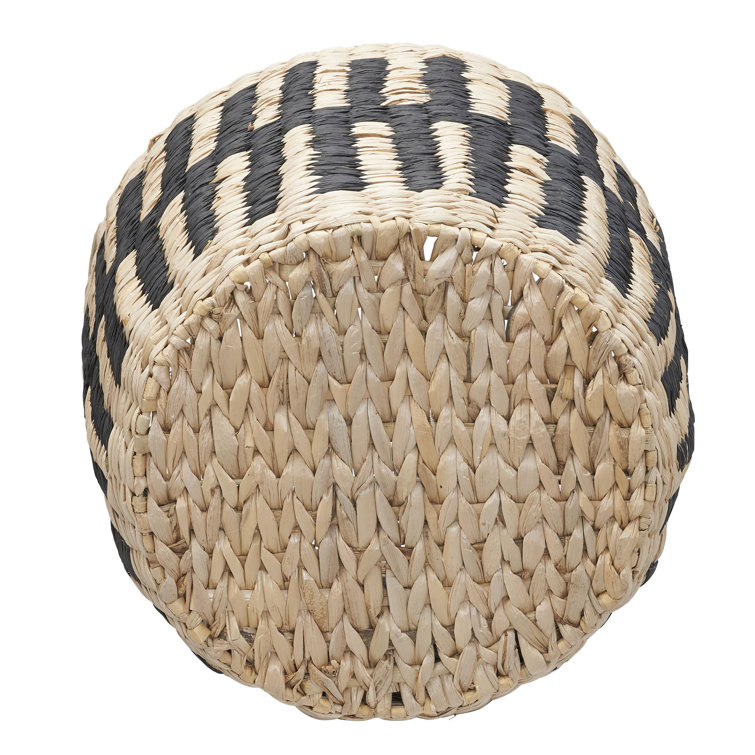 Natural and Black Seagrass Woven Storage Basket with Handles