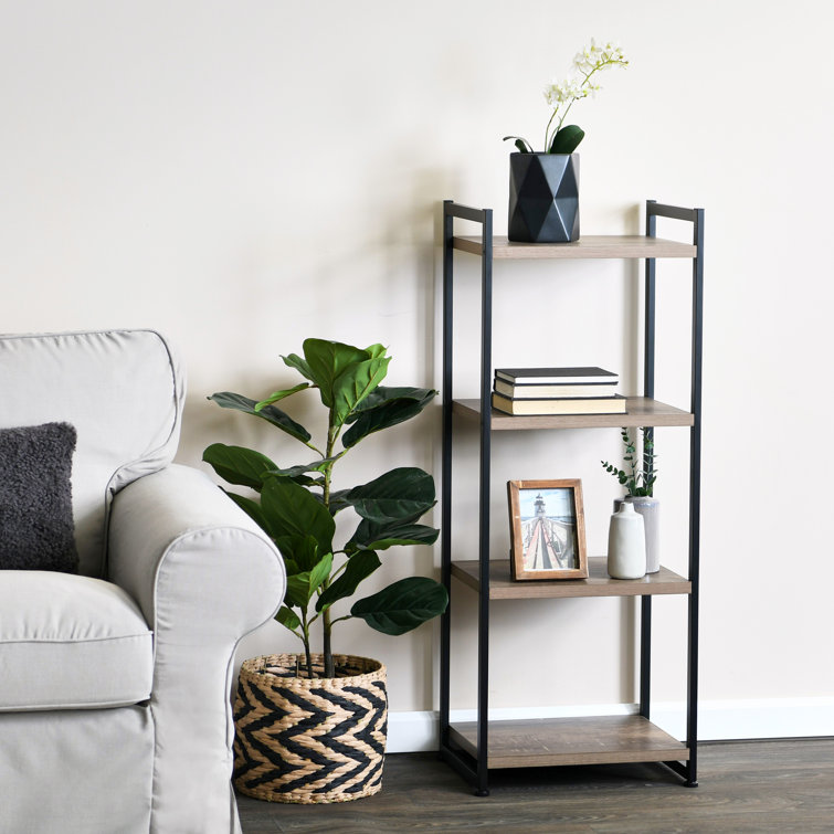 Natural and Black Round Wicker Storage Basket with Metal Frame