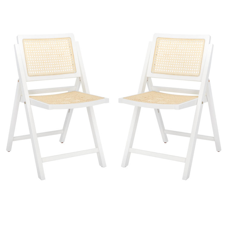Desiree White & Natural Rattan Cane Folding Dining Chair