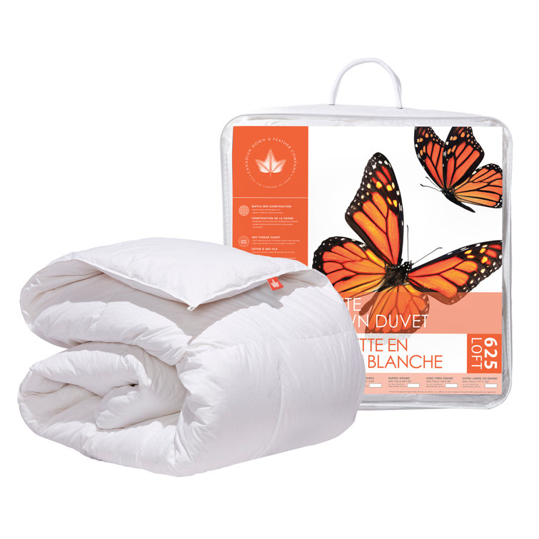 Twin White Cotton Duck Down Duvet with Baffle Box Stitch