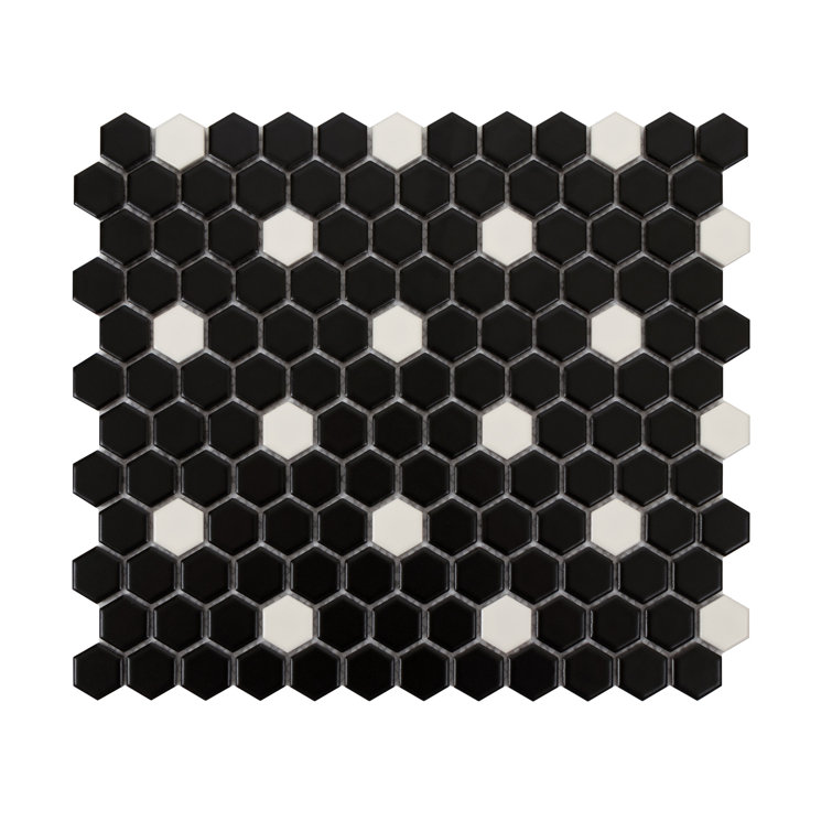 Black and White Hexagonal Porcelain Mosaic Tile
