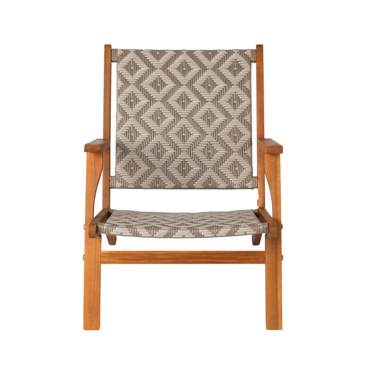 Vega Natural Acacia Diamond-Weave Outdoor Armchair