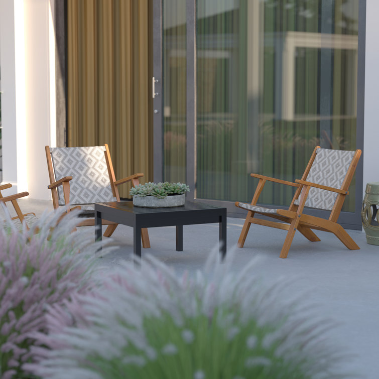 Vega Natural Acacia Diamond-Weave Outdoor Armchair