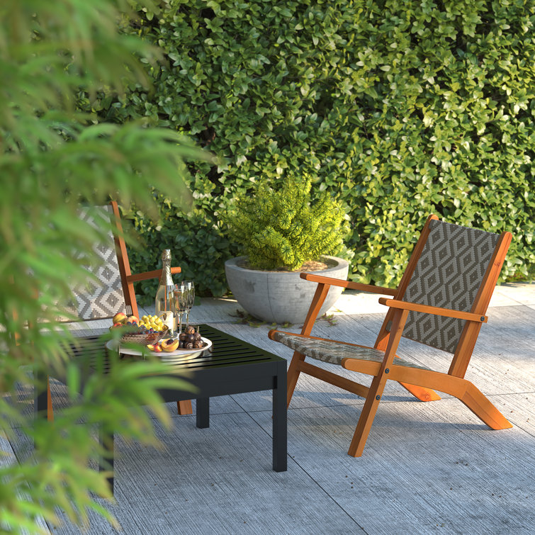 Vega Natural Acacia Diamond-Weave Outdoor Armchair