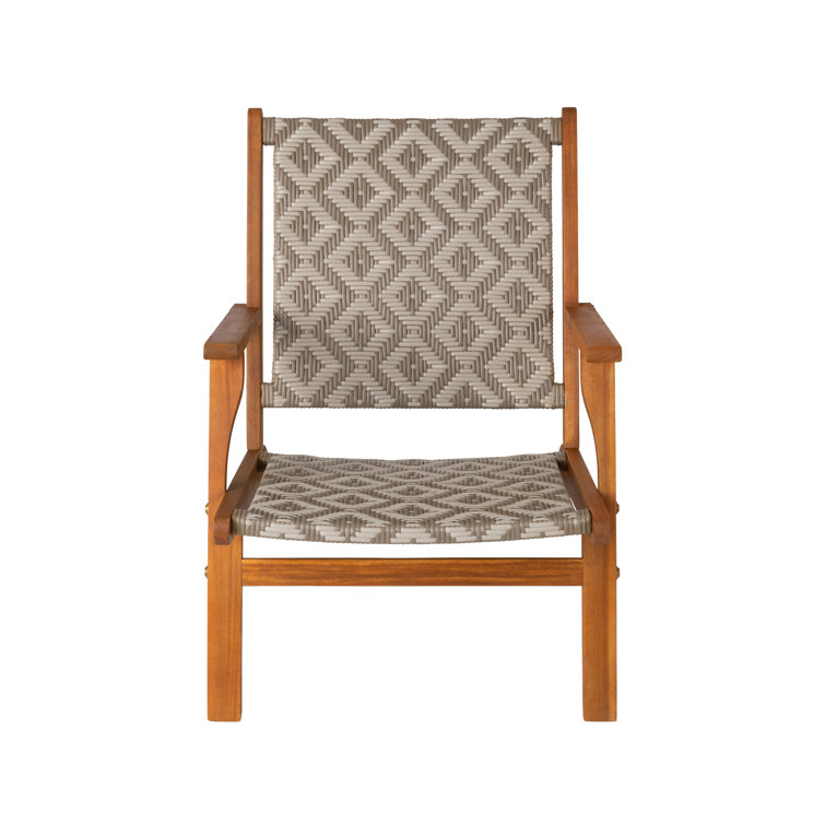 Vega Natural Acacia Diamond-Weave Outdoor Armchair