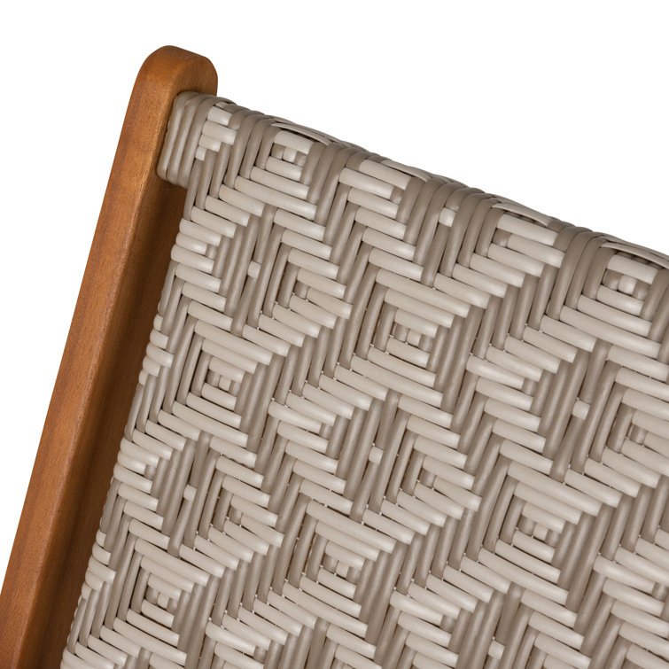 Vega Natural Acacia Diamond-Weave Outdoor Armchair