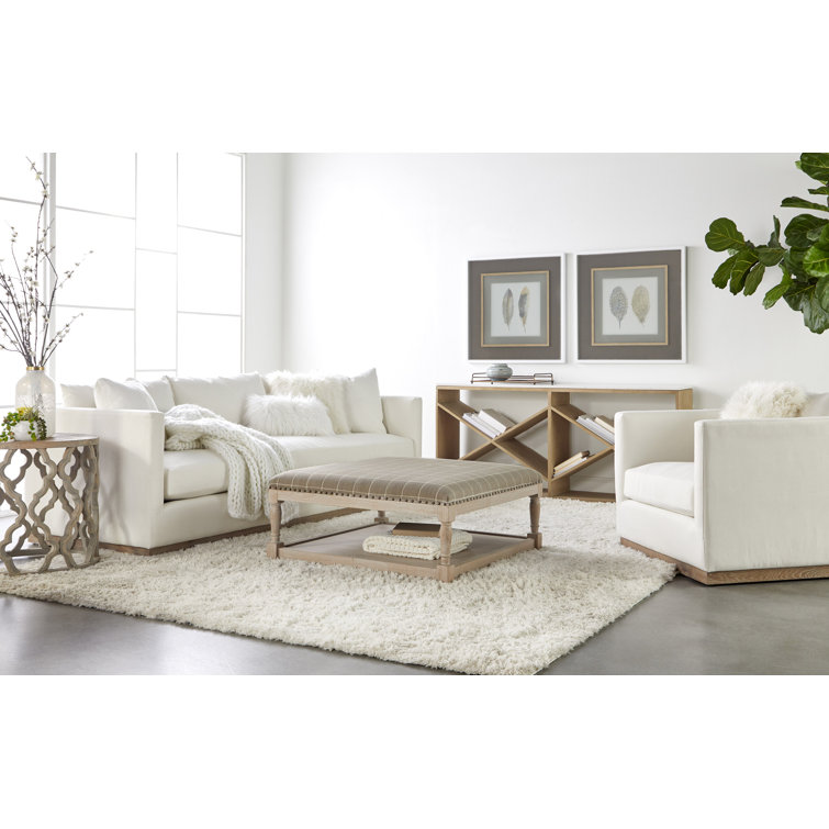 Large Round Brown Wood and Stone End Table
