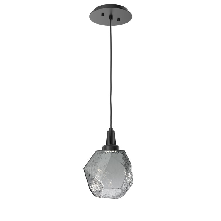 Gem LED Geometric Pendant in Matte Black with Smoke Glass