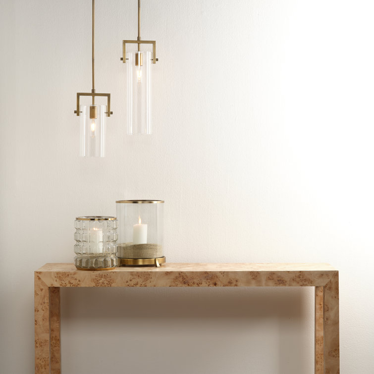 Natural Burl Wood Veneer Console Table, 60"