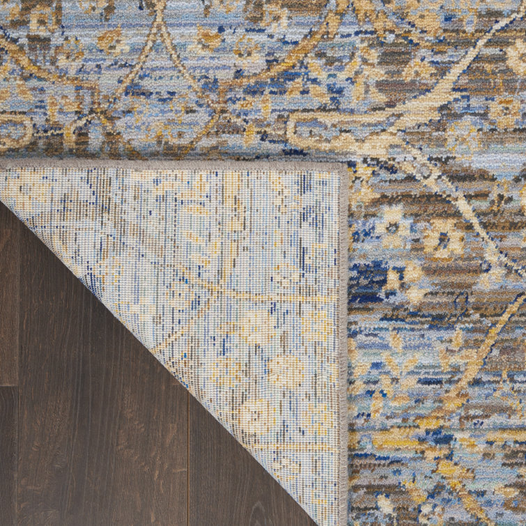 Majestic Vintage Medallion Beige & Blue Wool Blend Area Rug