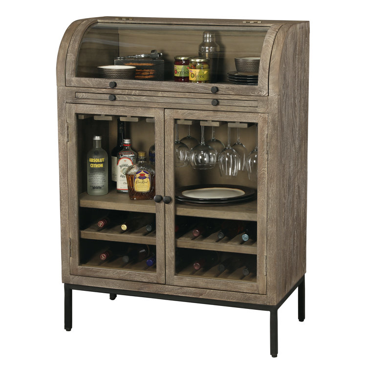 Paloma 35.5'' Weathered Gray Solid Wood Bar Cabinet