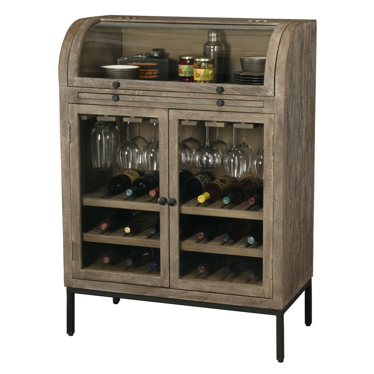 Paloma 35.5'' Weathered Gray Solid Wood Bar Cabinet
