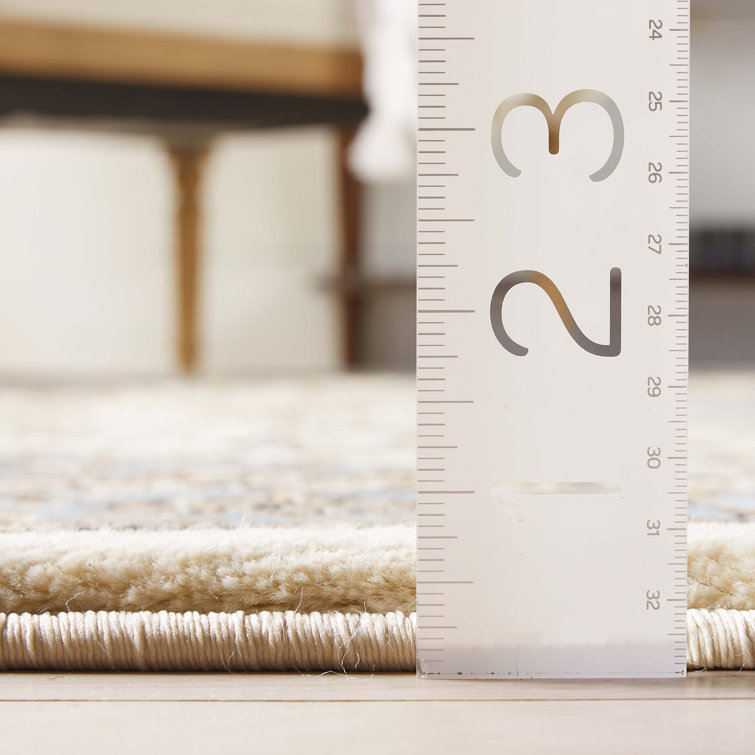 Ivory and Beige Medallion Synthetic Rectangular Rug