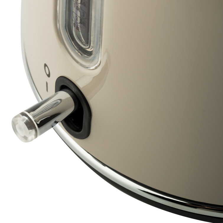 Putty Beige Stainless Steel Electric Kettle with Temperature Gauge