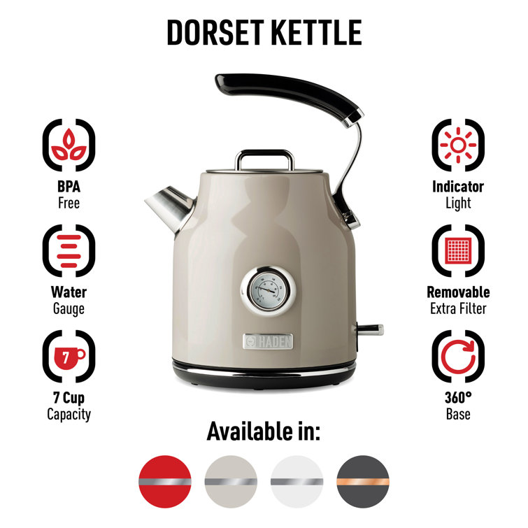 Putty Beige Stainless Steel Electric Kettle with Temperature Gauge