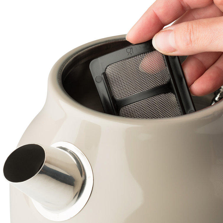 Putty Beige Stainless Steel Electric Kettle with Temperature Gauge