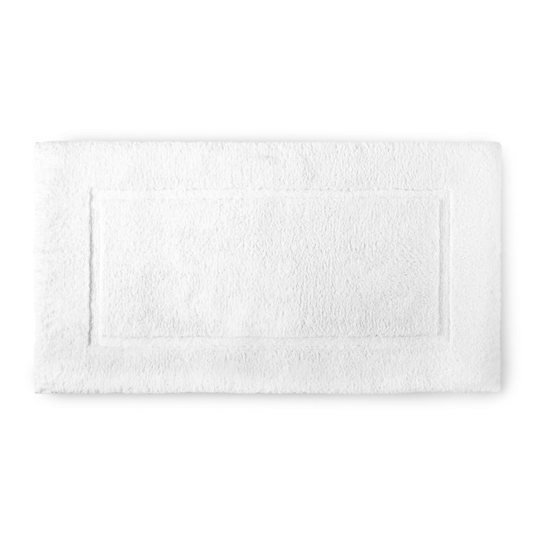Extra-Large White Cotton Bath Rug with Memory Foam Insert