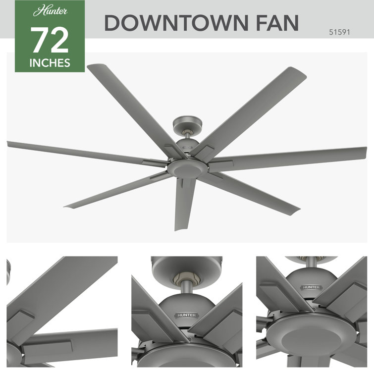 Downtown 72" Matte Silver 7-Blade Ceiling Fan with Remote